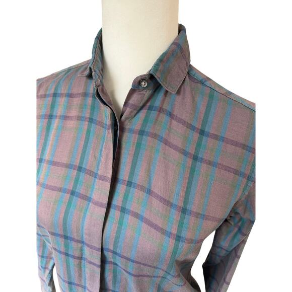 Jason Matthews Vintage Purple and Blue Plaid Button Shirt Women's Size 8 Indie - Picture 2 of 9
